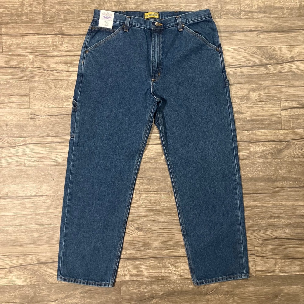 Diamond Gusset Carpenter Jeans Men's Size 38x30 Dark Stonewash Denim Made in USA